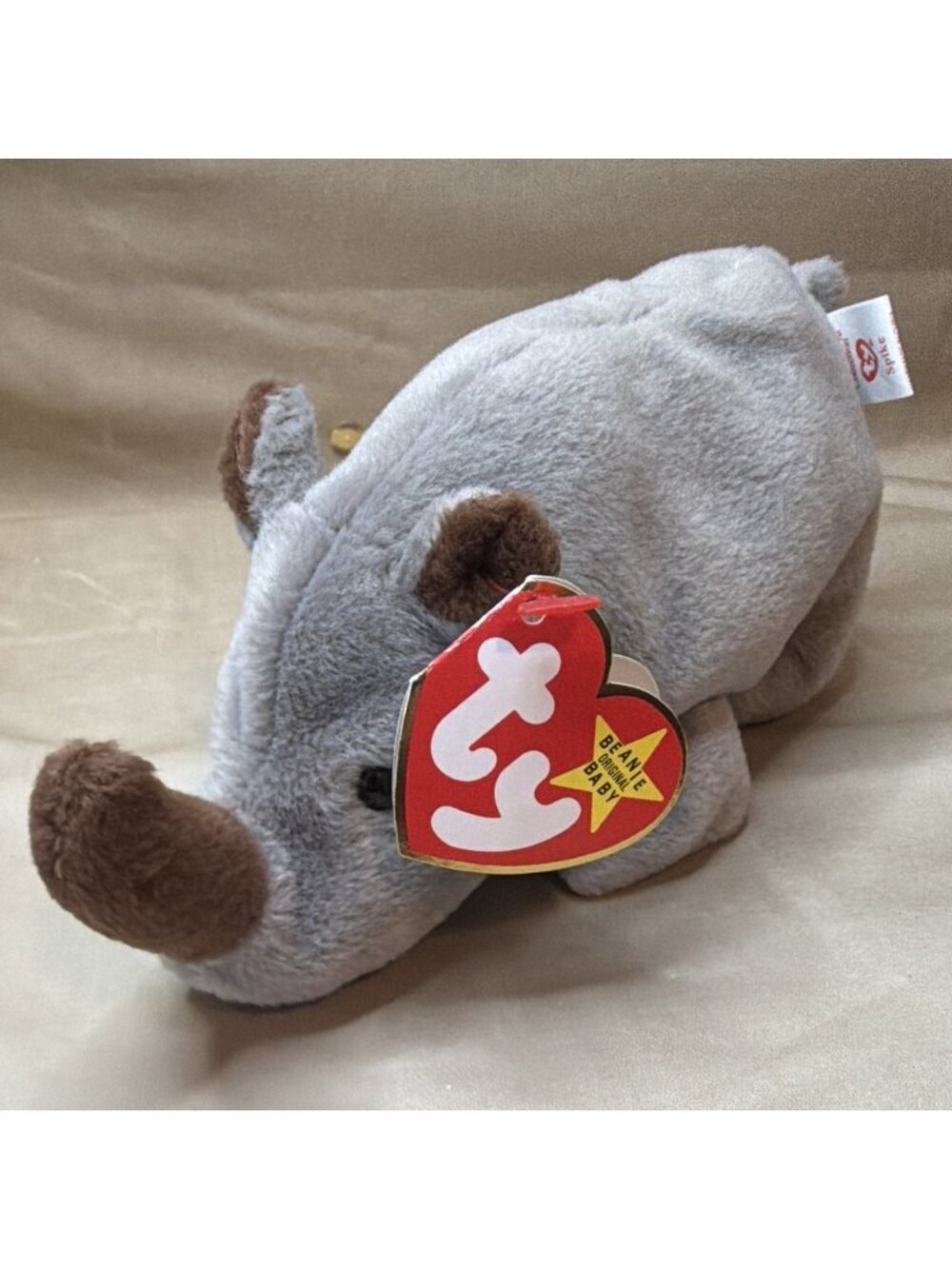 VTG Ty Beanie Baby Spike Rhino 1996 Original Beanbag Plush Stuffed Animal Toy